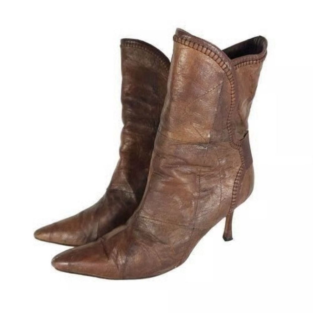 Manolo Blahnik Boots Leather Italy 38 US 8 Dallas Ostrich Manolo Blahnik $1,495